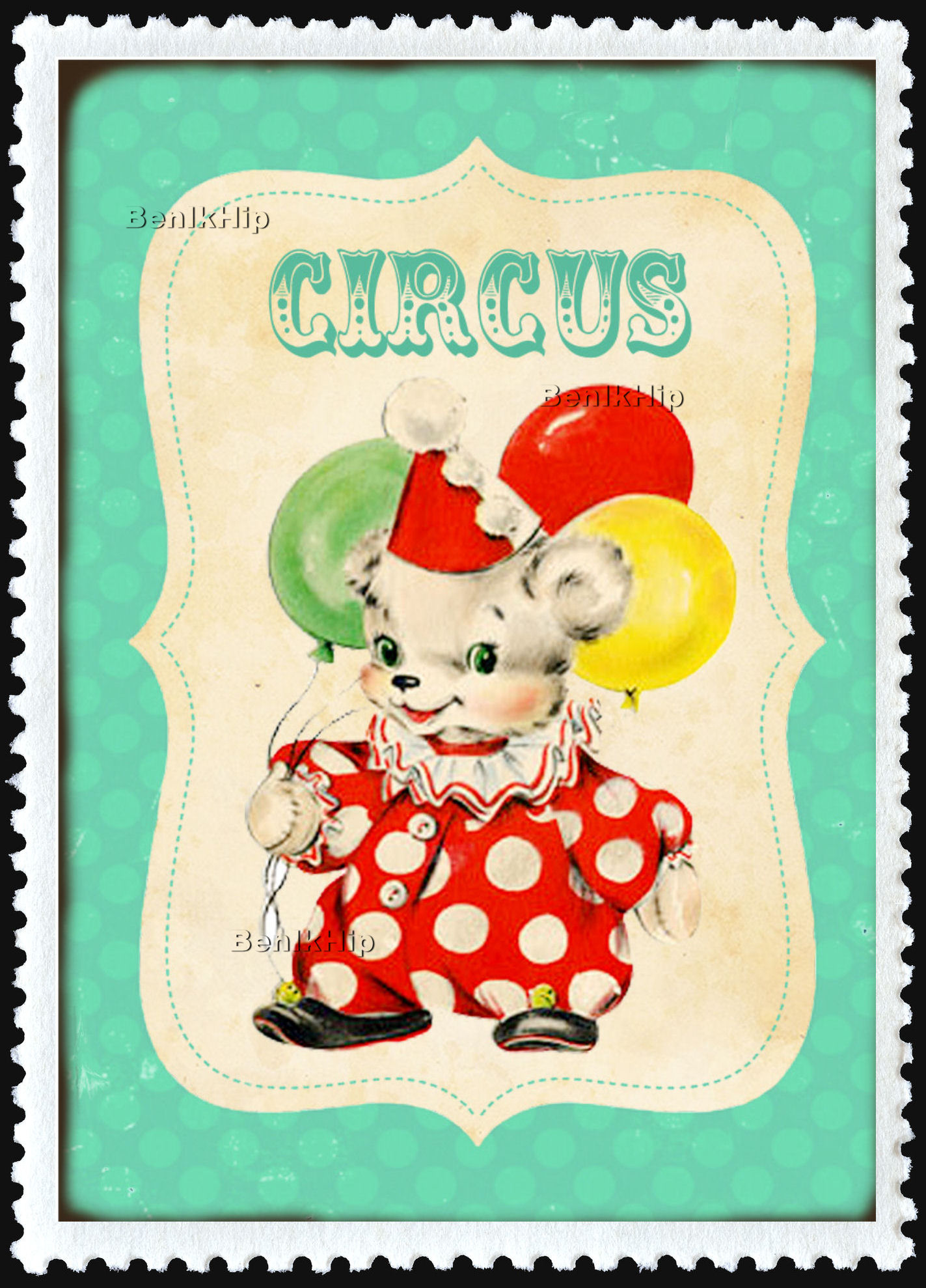 Strijkapplicatie Postzegel Circus